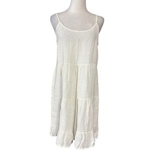 Valentina Naldi Dress Womens Small White‎ Linen Sundress Tiered Italy ART 6565